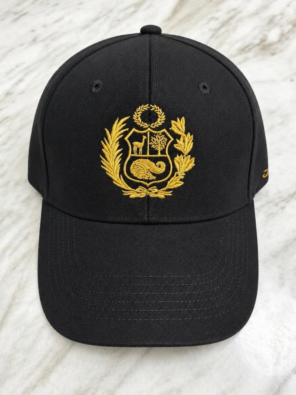 Peru Gold Crest Cap — Black & Gold