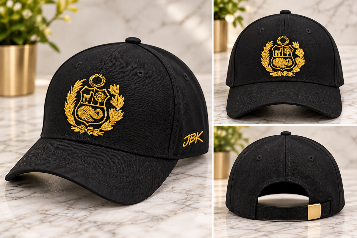 Peru Gold Crest Cap — Black & Gold